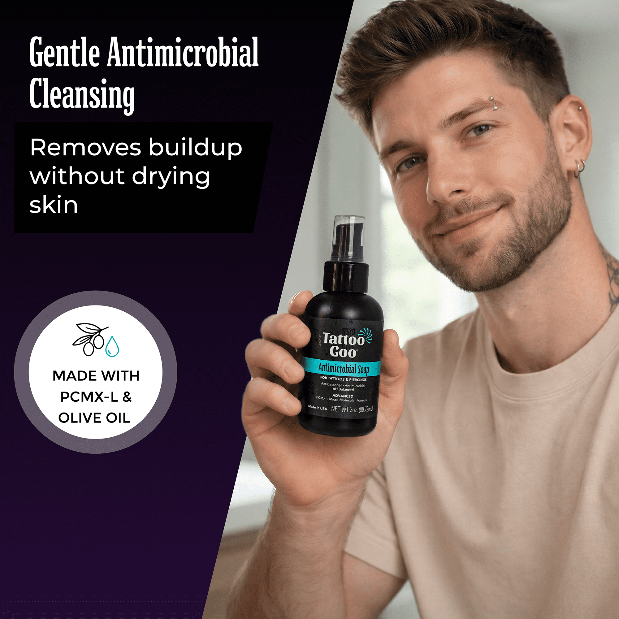 Tattoo Goo Piercing After Care Kit with cleansing swabs and spray and antibacterial soap