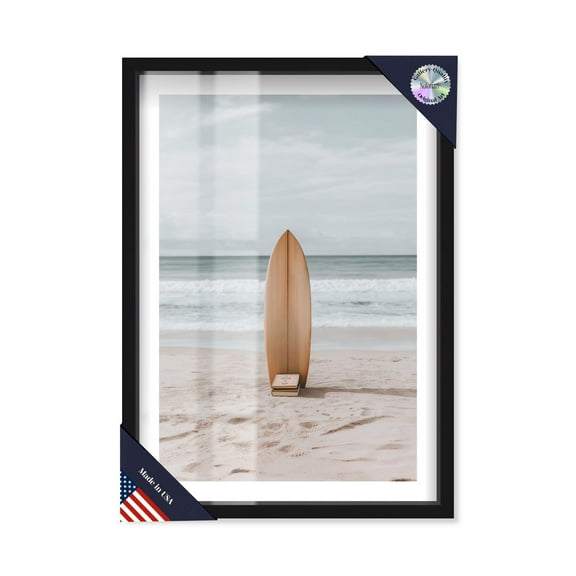 Wooden Wave Rider Resting Shadowbox Print Travel Art Prints by Notoriart, Black Frame, 11 x 16