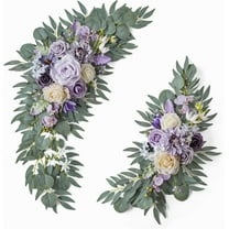 NOGIS 2Pcs Wedding Arch Flowers, Artificial Purple Wedding Flowers for Wedding Welcome Signs Decorations and Arch Flowers for Wedding Ceremony Reception (Purple)