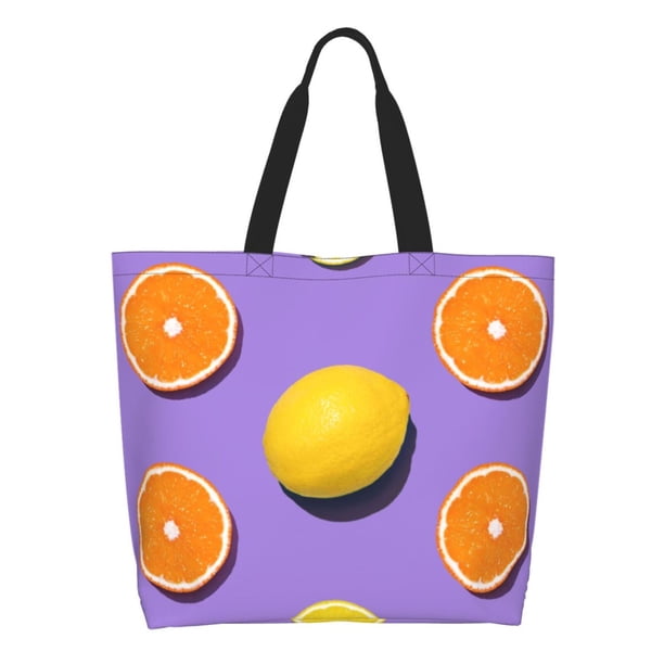 Balery Yellow Lemon And Orange Bolsa Tote Estilo Estético con Cremalleras, Bolsa de Hombro, Bolsa de Compras Grande y Plegable