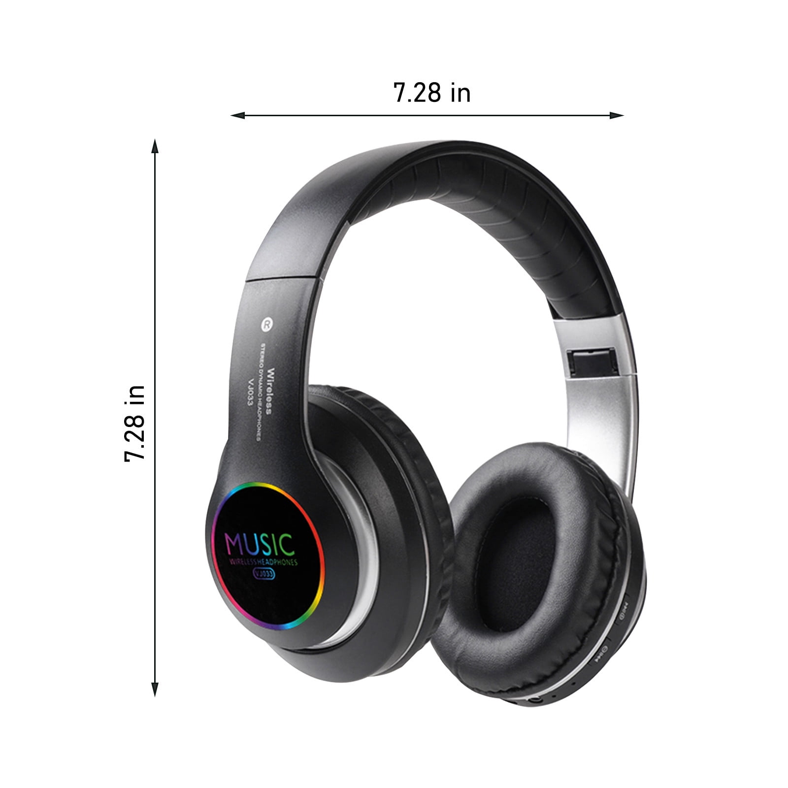 Bluetooth Headphones Over Ear,65H Playtime and 6 EQ Music Modes with Microphone,HiFi Stereo Foldable Lightweight Wireless Headset,Deep Bass for Home Office Cellphone PC Etc.,Black