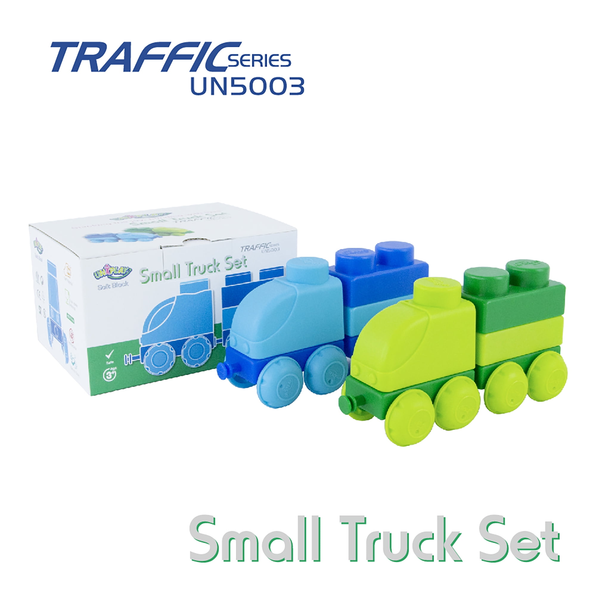 UNiPLAY Traffic Soft Building Blocks Truck Toys for Ages 3 Small Truck Set Toddlers and Kids Learn to Build and Move