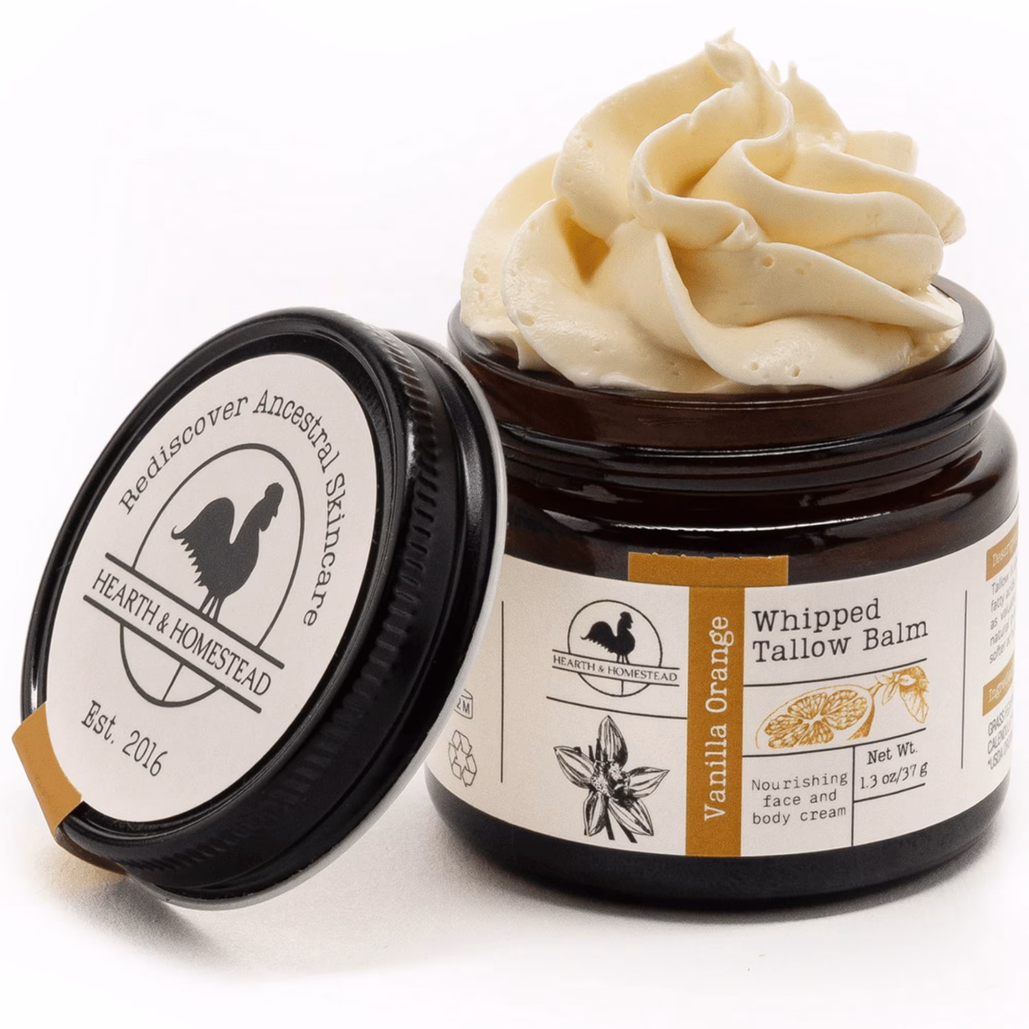Hearth and Homestead Whipped Tallow Balm Vanilla Orange Moisturizer 1.3 oz