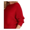 thumbnail image 3 of RALPH LAUREN Womens Red Knit Glitter Ribbed Dolman Sleeve Boat Neck Sweater L, 3 of 4
