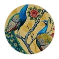 thumbnail image 4 of BANET Fitted Round Tablecloth Watercolor Peacocks,Cherry Tree Flower Colorful Bird Yellow Table Cover,Elastic Edged Table Cloth Fits Round Tables 31"-35, 4 of 8