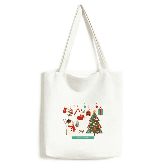 Merry mas Snowman Pattern Tote Canvas Bag Shopping Satchel Casual Handbag