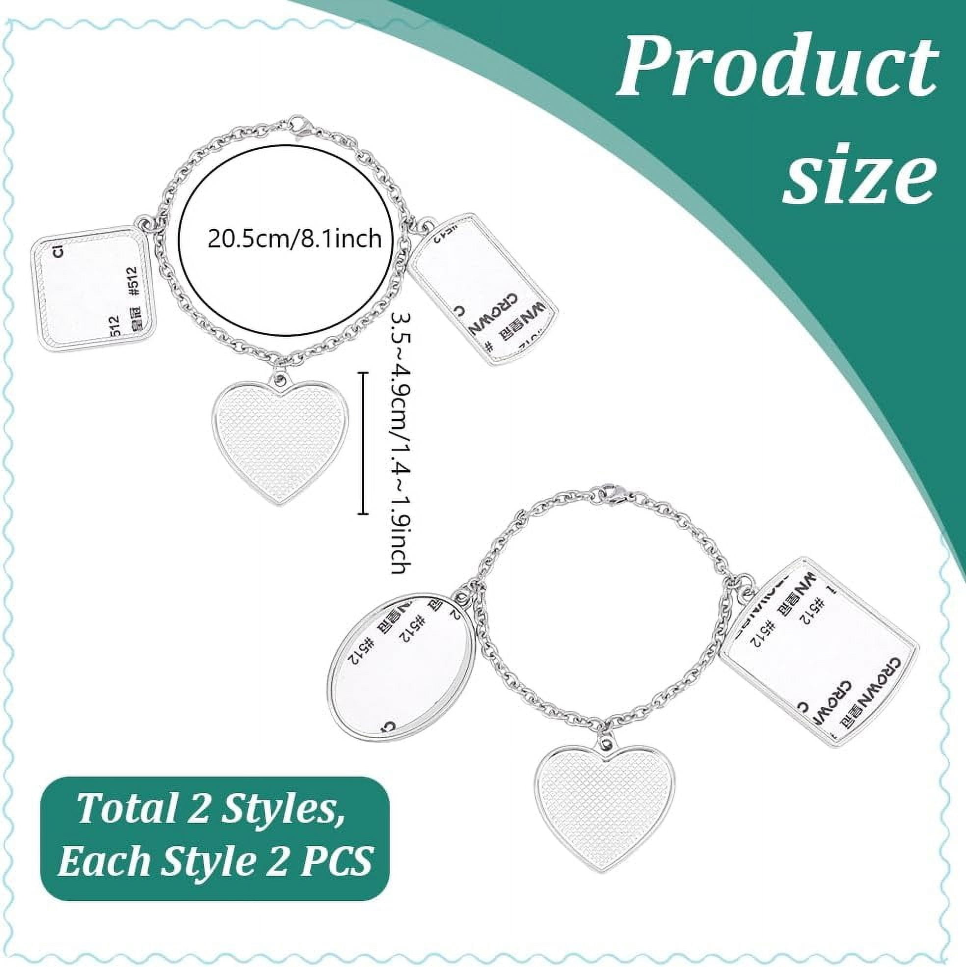 1set 4pcs 2 styles Blank Heat Transfer 304 Stainless Steel Curb Chains Bracelets Making Kits Stainless Steel color 205mm 2pcs/style