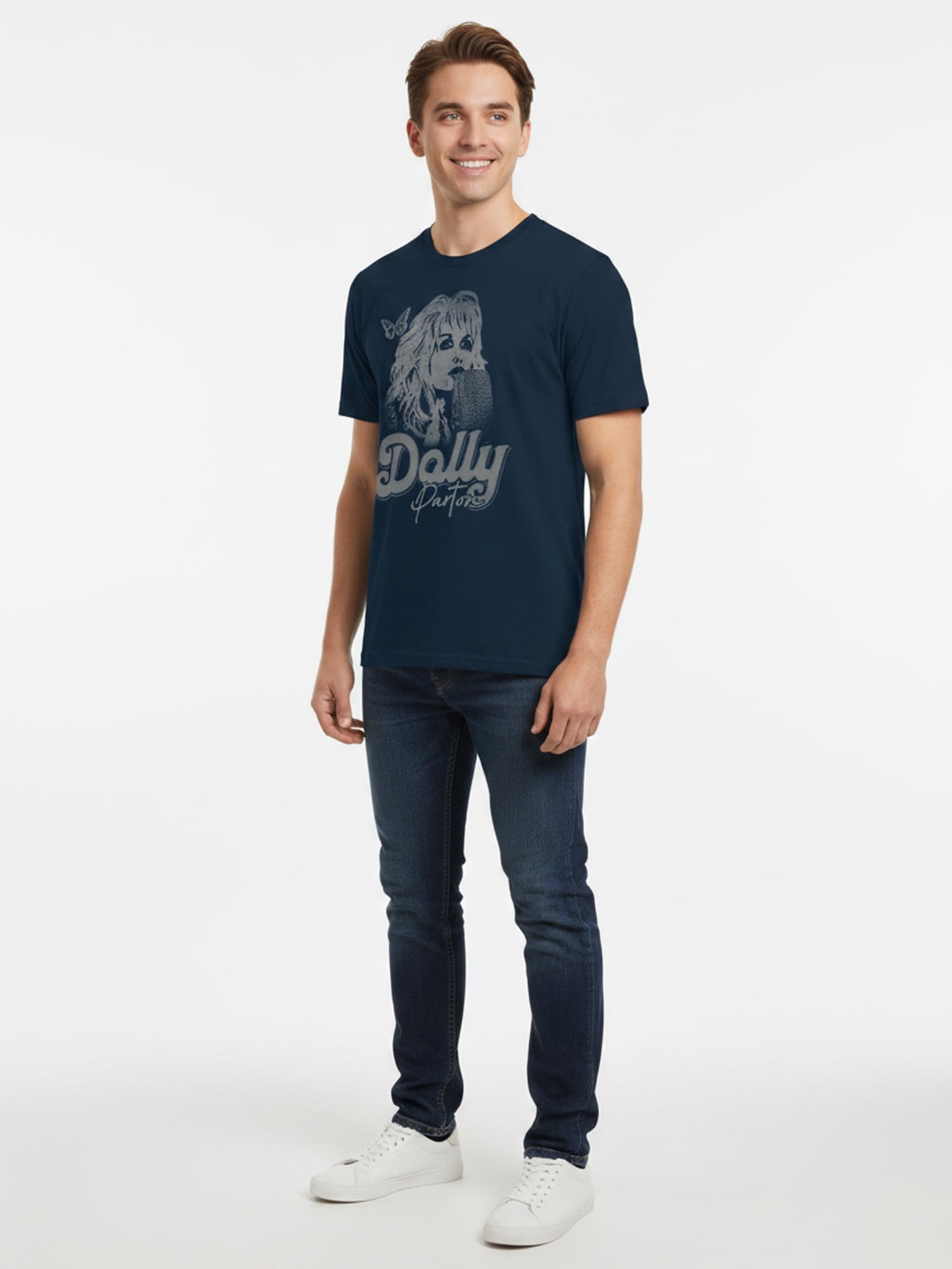 Dolly Parton Men’s Graphic Short Sleeve Tee, Microphone, Sizes S–3XL