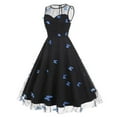 thumbnail image 2 of Butterfly Applique Rockabilly Dress Women's Summer Elegant Party Dress Mesh Sheer Backless Swing A-line Dress, 2 of 4