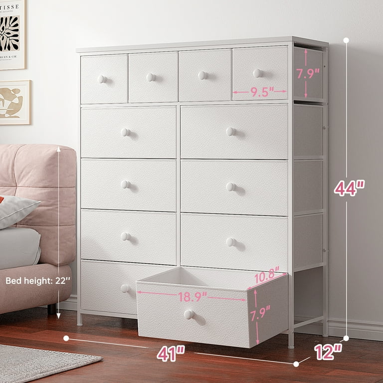 EnHomee Dresser for Bedroom Dresser with 12 Drawers, Purple Tall Dressers &  Chests of Drawers for Bedroom, Storage Tower with Drawer Bedroom Furniture