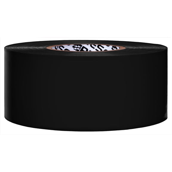 [NO ADHESIVE] Presco Solids & Stripes Barricade Tape: 3 in. x 1000 ft. / 4 mil thick (Black plain solid color with no printing)