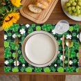 thumbnail image 4 of St Patricks Day Placemats Set of 4, Spring Country Green Shamrock Plaid Placemats for Dining Table, Place Mats for Kitchen Tabletop, Waterproof Wipeable Dining Table Mats Set, 4 of 9