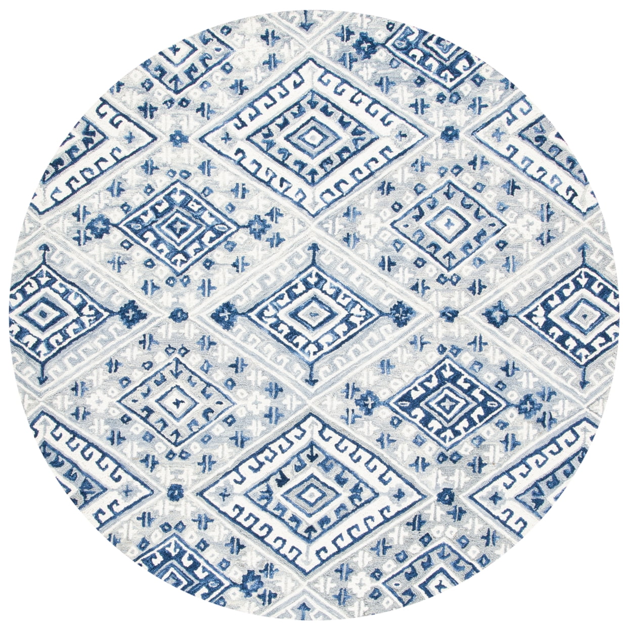 SAFAVIEH Aspen Celandine Geometric Hexagons Wool Area Rug, Grey/Navy, 5' x 8'