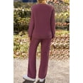 thumbnail image 4 of Women's 2 Piece Outfits Fuzzy Fleece Pajama Set Long Sleeve Top Wide Leg Pants Loungewear, 4 of 19