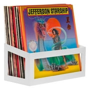 Hudson Hi-Fi Wall Mount Vinyl Record Storage 25-Album Display Holder - White Pearl - One Pack