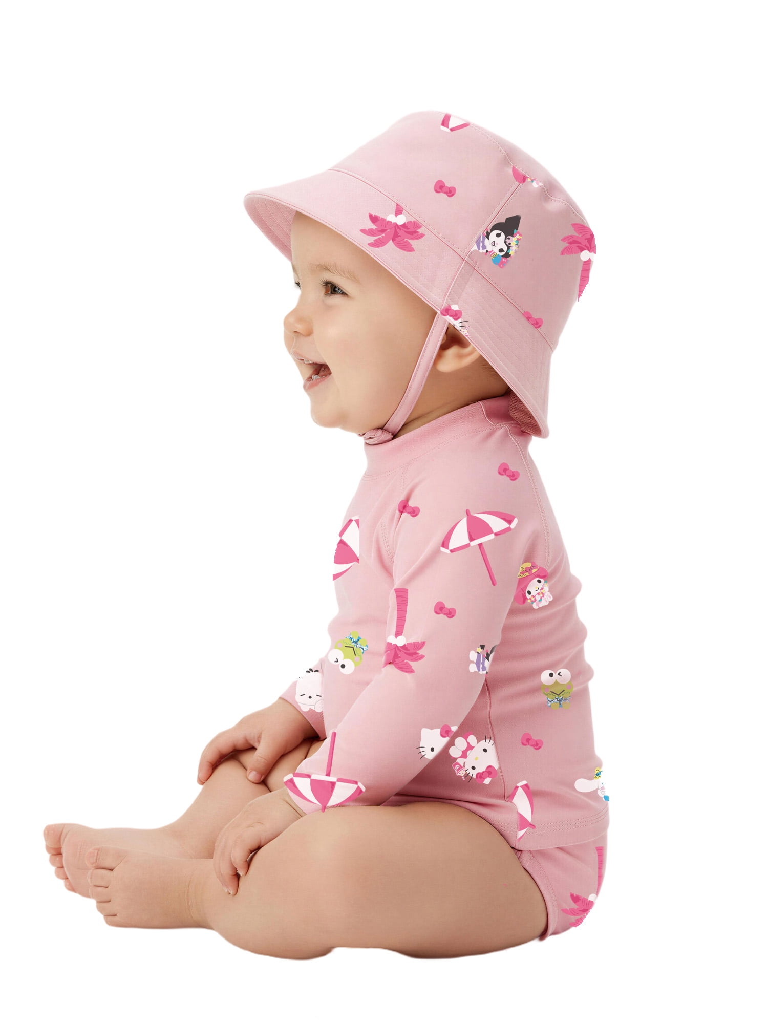 Character Baby Girl Rash Guard Swim Set with Hat, Sizes 0/3M-12M