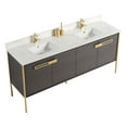 thumbnail image 3 of Fine Fixtures Oakville 72 in. W x 20 in. D x 33 in. H Bathroom Vanity in Black Coal Oak with White Ceramic Sink - Satin Brass hardware, 3 of 9