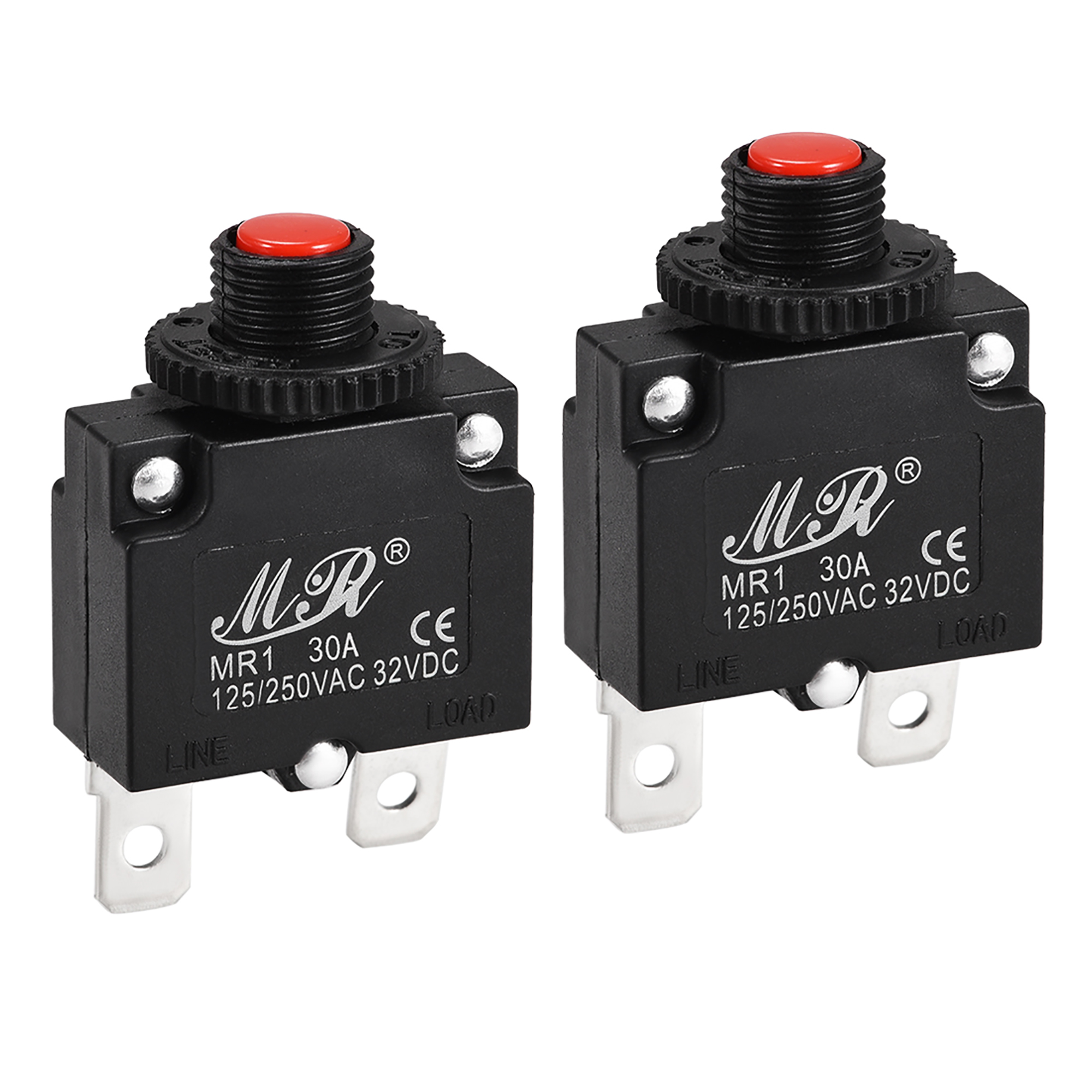 Thermal Circuit Breakers 30A 125/250V AC 32V DC Push Button Manual