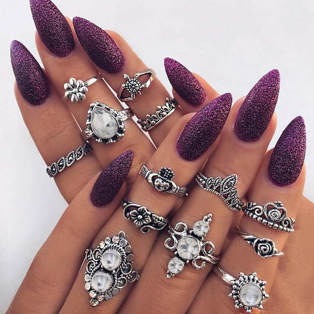 TIMIFIS Rings Knuckle Stacking Rings 13PC Ladies Vintage Silver Stack Ring Above Knuckle Combination Ring Set Rings for Women;Teen Girls;Man ummer