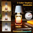 thumbnail image 2 of ERDS-Wireless Bottle Lamp, Portable Metal LED Wireless Bottle Lamp with 3 Color Light Dimming, Rechargeable Wine Bottle Light Head, Waterproof Touch Table Lamp for Room Bar Party Decor, White, 2 of 4