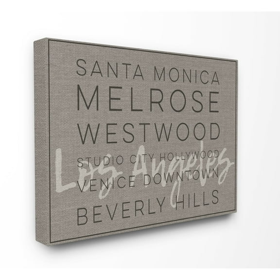 Stupell LA Santa Monica Beverly Hills Typography Stretched Canvas Wall Art 16 x 20