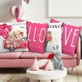 thumbnail image 3 of Happy Valentines Day Throw Pillow Covers 18 X 18 Set of 4 Holiday Decor Pink Flower Cute Bear Truck Love Heart Winter Pillow Case for Couch Sofa Livingroom, 3 of 6