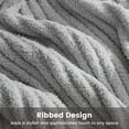 thumbnail image 3 of Snuggle Sac Reversible Ribbed Throw Blanket Fuzzy Knit Blanket for All Season, Gray, 50*60", 3 of 5