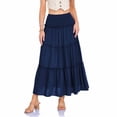 thumbnail image 2 of Fewfanhot Skirts for Women Trendy Summer Long Flowy Renaissance Skirt with Pockets - Boho High Waist A-Line Maxi Skirt, 2 of 6