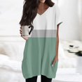 thumbnail image 2 of TQWQT Women's Plus Size Long Shirts for Leggings with Pockets Oversized Tunic Tops Short Sleeve V Neck T-Shirts Summer Women Clothes, 2 of 5