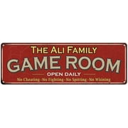 The Ali Family Gift Red Game Room Metal 6x18 Sign 206180038015