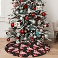 thumbnail image 5 of Lsque New Year Flamingo Print Christmas Tree Skirt, Tree Skirt with Ties or Velcro, Perfect for Holiday Decorations, Halloween, and New Year-36", 5 of 7