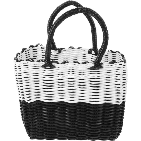 MLINS Wicker Storage Basket Hand Knitted Storage Basket Shopping 30.00X24.00X15.00CM