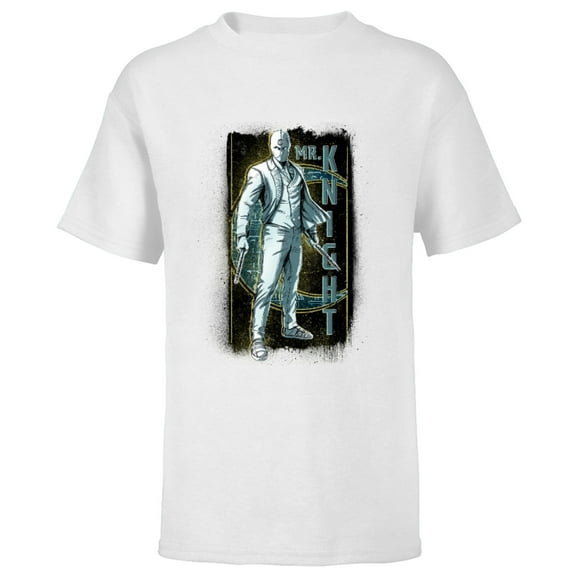Marvel Moon Knight Mr. Knight Batons and Crescent Moon - Short Sleeve T-Shirt for Kids - Customized-White