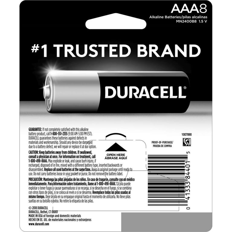 Duracell - CopperTop AAA Alkaline Batteries - long lasting all-purpose  Triple A battery for household and business - 8 Count AAA-CTx8