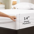 thumbnail image 4 of EMONIA Queen Bed Sheet Set 4-Piece with 14" Deep Pocket, Hotel Luxury Super Soft & Breathable Polyester Washed Cotton Fabric (White), 4 of 12