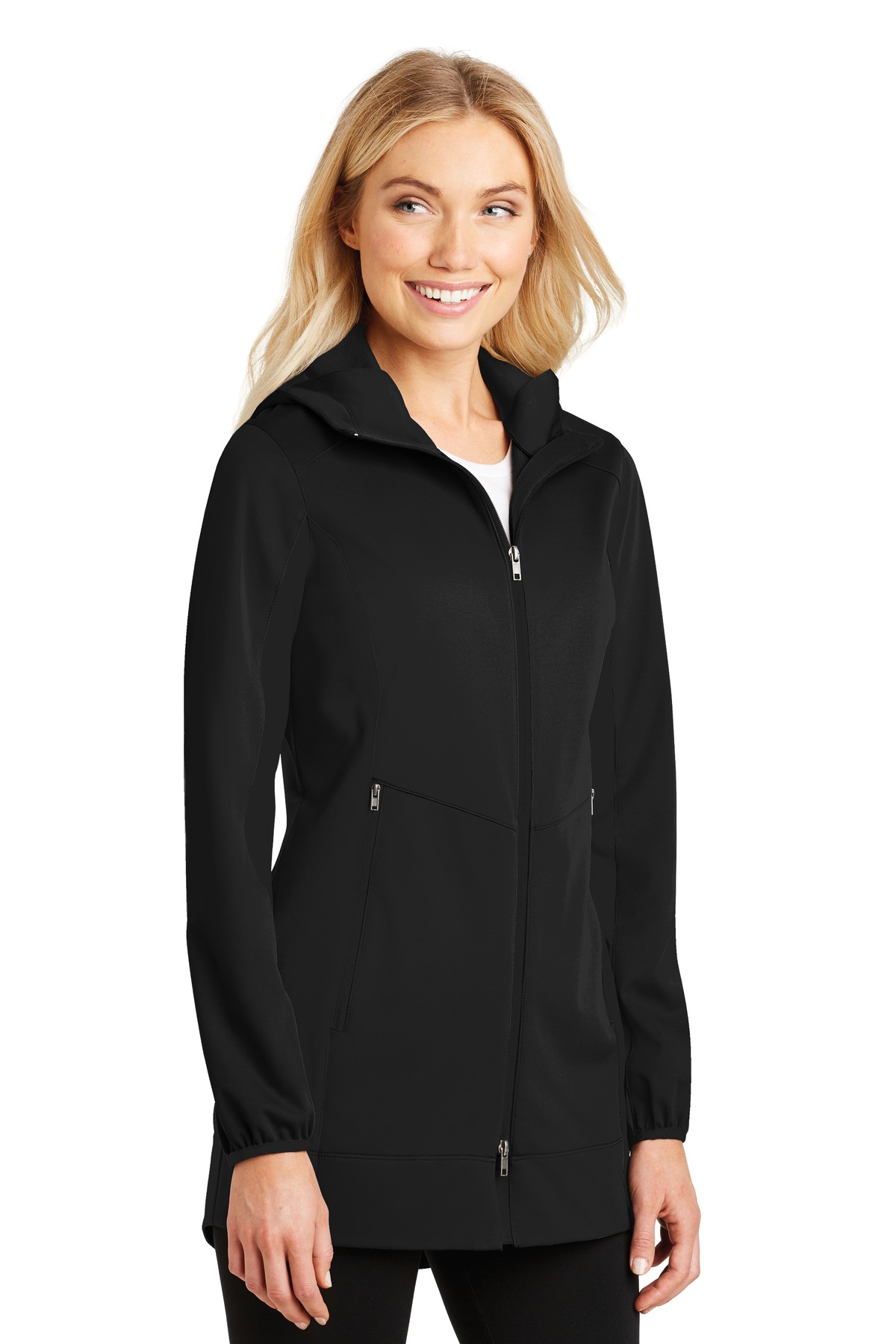 Port Authority Ladies Active Hooded Soft Shell Jacket-XS (Deep Black) - image 4 of 6