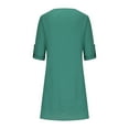 thumbnail image 5 of Moxiu Plus Size Summer Dresses for Women 2025 Solid Color Dresses for Curvy Women 3/4 Sleeve Casual Boho Kaftan Dresses Green,S, 5 of 8