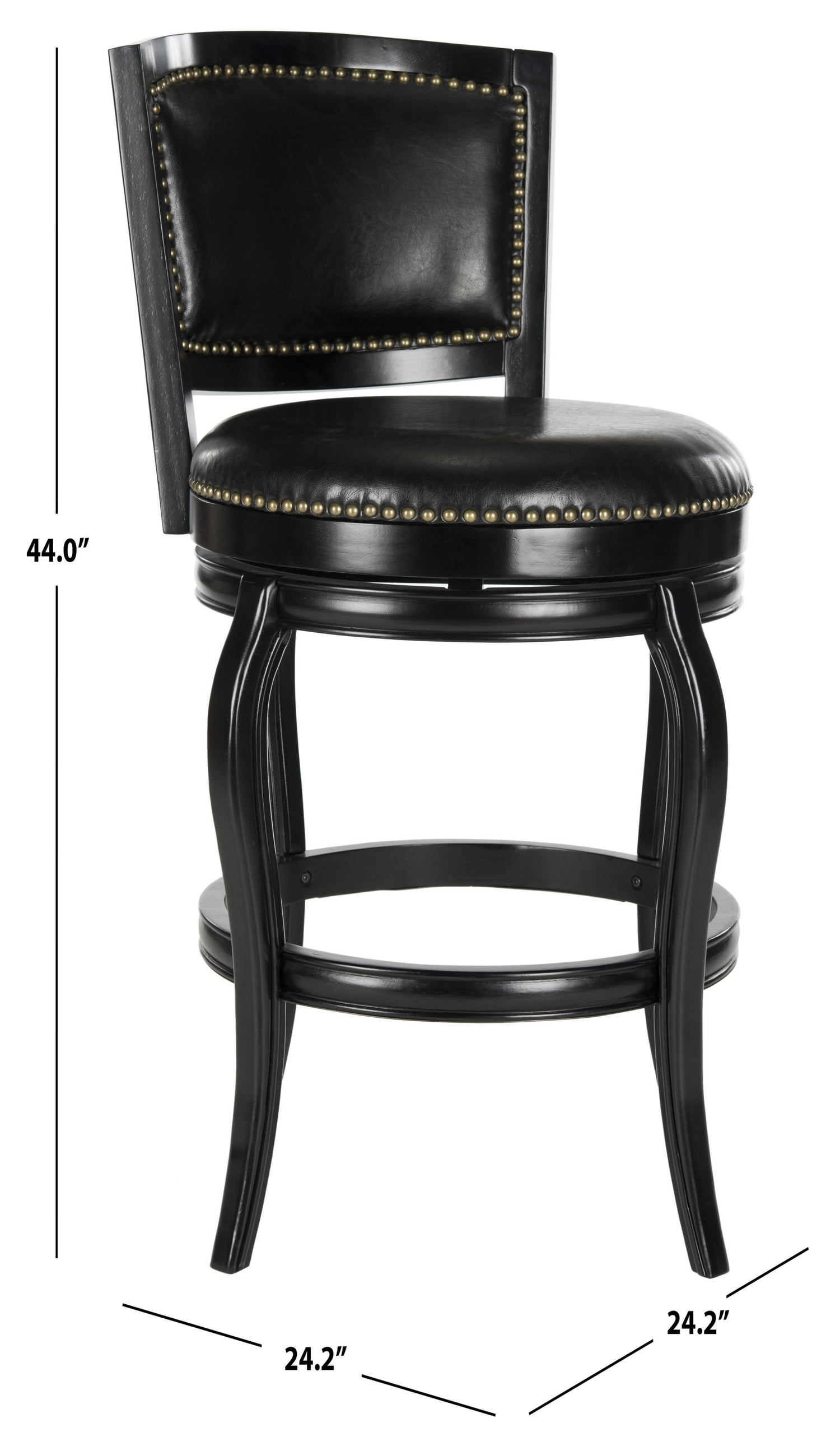 Safavieh Pasquale Round Swivel Mid Back Bar Stool, Black/Bronze
