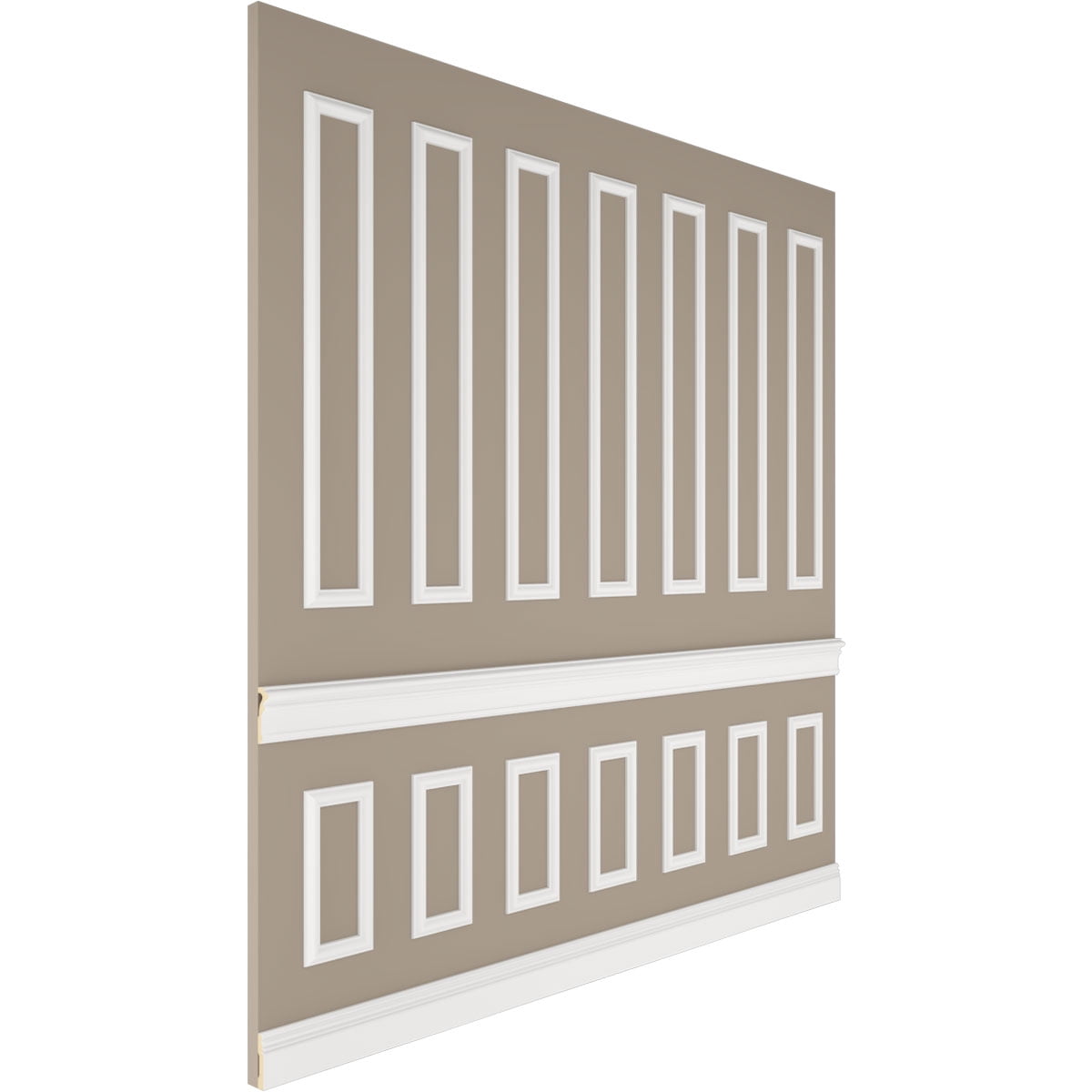 Ekena millwork 94 1/2"L (Adjustable 94 1/2"H to 120"H) Ashford Square Panel Stacked Wall Wainscot Paneling Kit