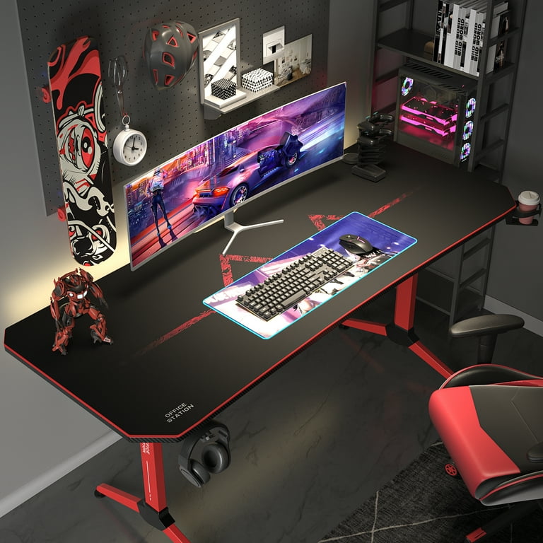Homall 63-Inch Y-Shaped Gaming Desk with Mouse Pad, Cup