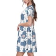thumbnail image 2 of Easygdp Cute Hippos para Vestido Transpirable de Mujer, Vestido Suelto de Manga Corta con Pliegues y Bolsillos para el Verano, 2 of 6