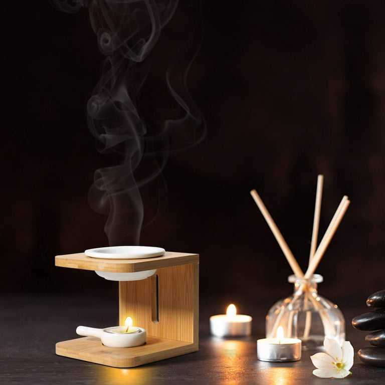 Wooden Wax Melting Furnace and Spoon Small Wooden Tea Light