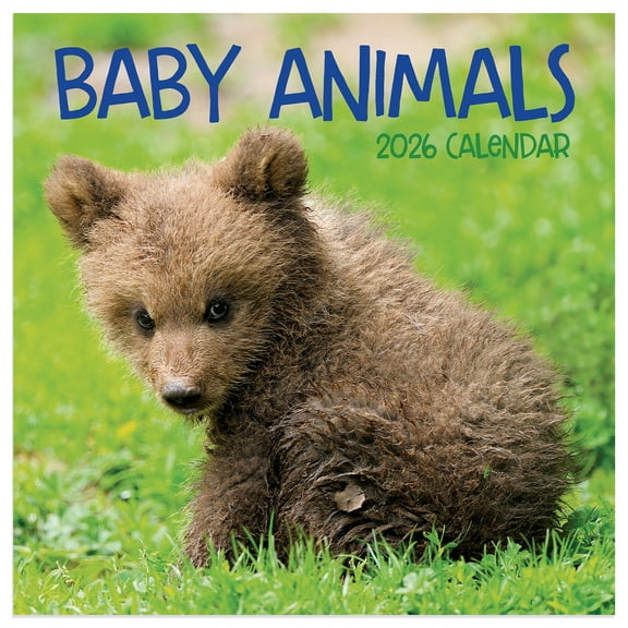 TF Publishing, Baby Animals 2026 Mini Wall Calendar, 7'' X 7'', 12-Month Calendar with Stapled Binding