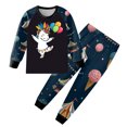 thumbnail image 2 of Dakiuu Boys Girls Carnival Pajamas Set Toddler Kids 2 Pcs Long Sleeve T Shirt and Pants Pj Sleepwear Outfits C-Black 6-7 Years (6Y), 2 of 4