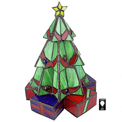 Design Toscano Lampe en Verre Teinté Arbre de Noël Sculpture Illuminée, Moyen, Pleine Couleur