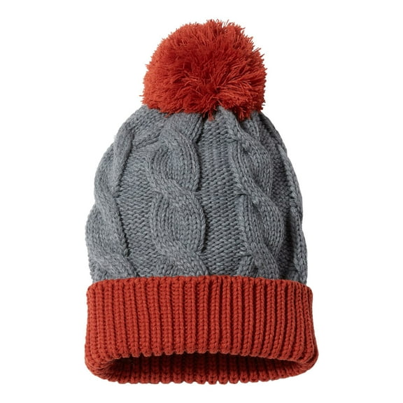 Richardson - Chunk Twist Cuffed Beanie - 141R - Heather Grey/ Rust - Size: One Size
