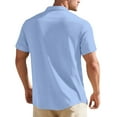 thumbnail image 5 of Inglocry Mens Linen Shirt, Casual Button Up Down Shirts for Men, Beach Short Sleeve Essential Business Top for Summer Light Blue 2XL, 5 of 5