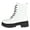 White PU, variant on Women Combat Army Style Boots Lace Up Side Zipper Lug Sole Platform Booties White Patent 10