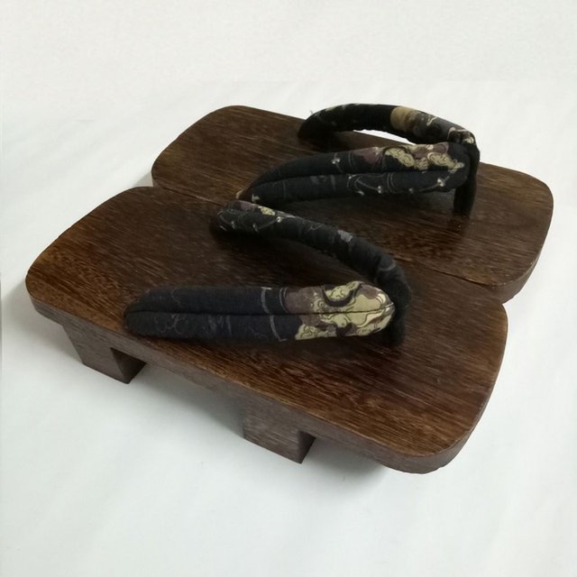 2024 Print Heel Flip-flops Men Platform Sandals Japanese Geta Clogs Wooden Men Slippers Cosplay Costumes Shoes Men Geta Clogs