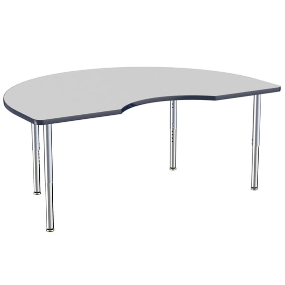 ECR4Kids 48in x 72in Kidney Everyday T-Mold Adjustable Activity Table Grey/Navy/Silver - Super Leg